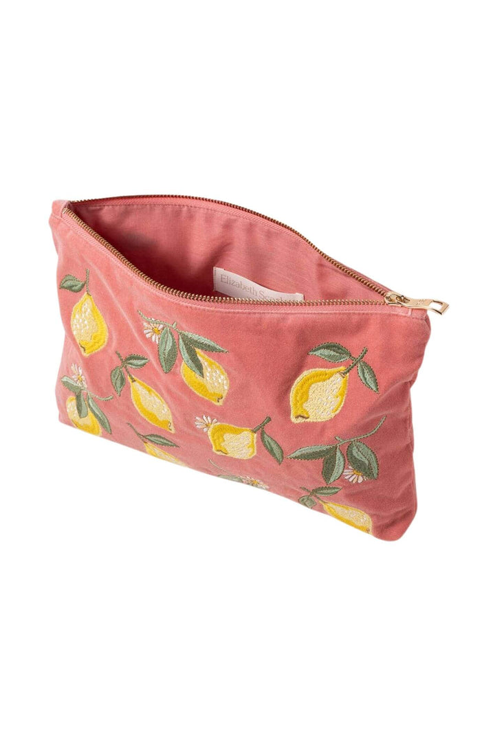 Elizabeth Scarlett Coral Lemon Blossom Everyday Velvet Pouch