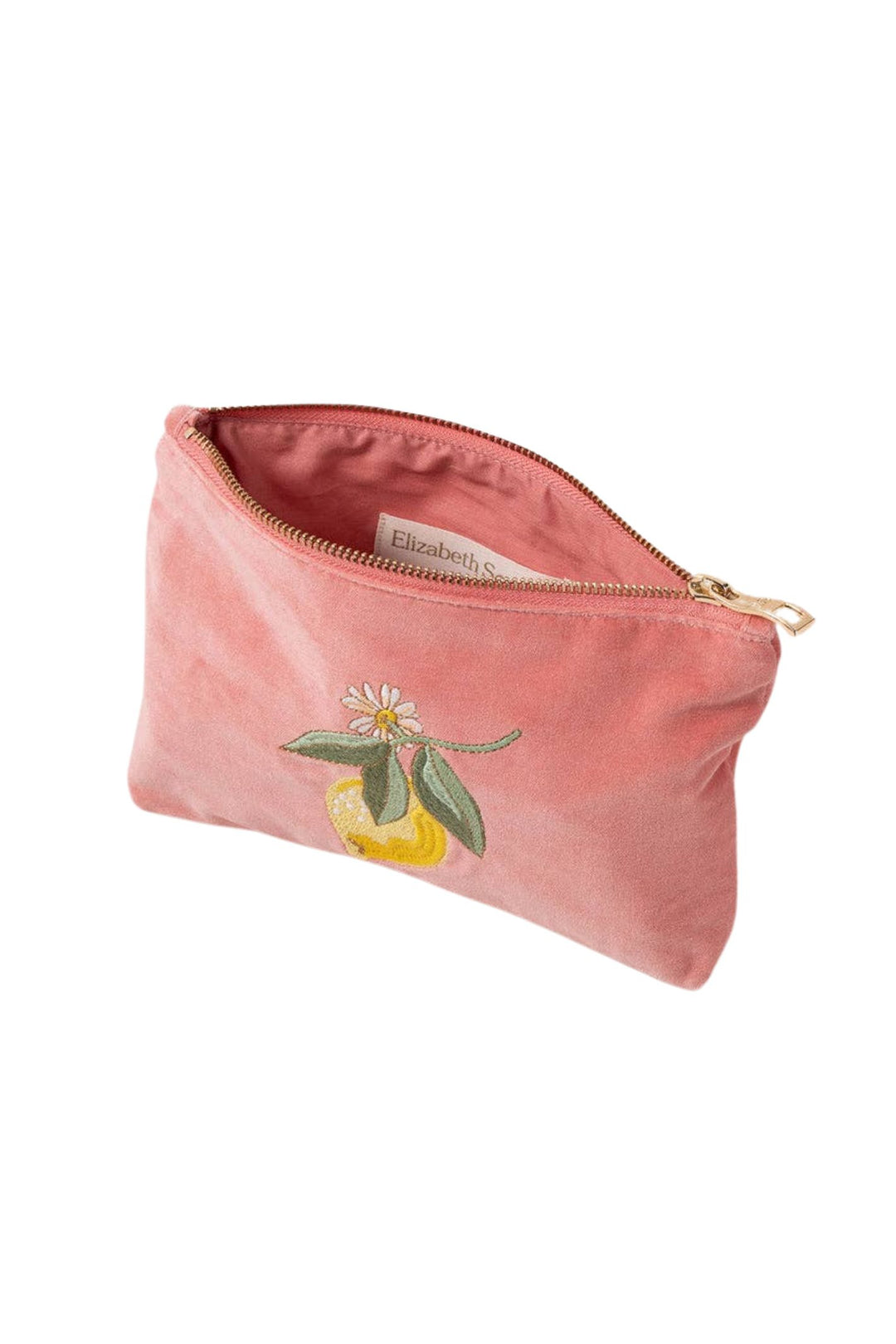 Elizabeth Scarlett Coral Lemon Blossom Mini Velvet Pouch