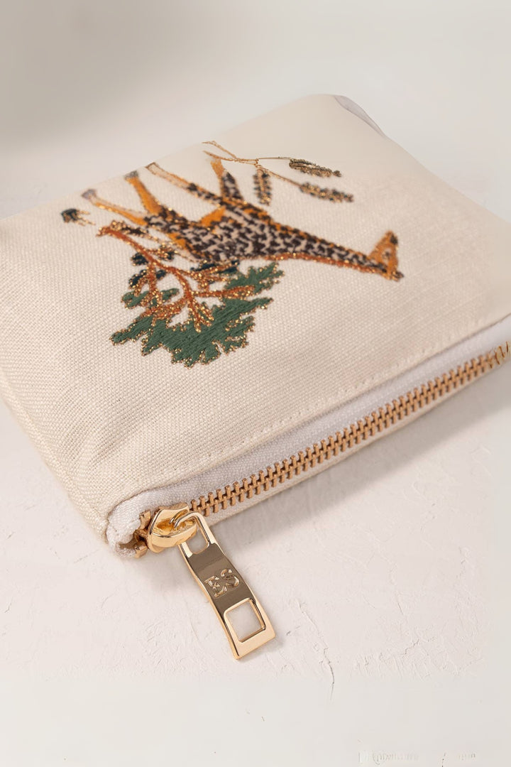 Elizabeth Scarlett Cream Giraffe Herd Cream Coin Purse