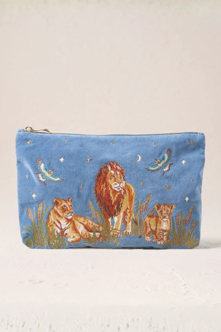 Elizabeth Scarlett Dusky Blue Lion Pride Velvet Everyday Pouch