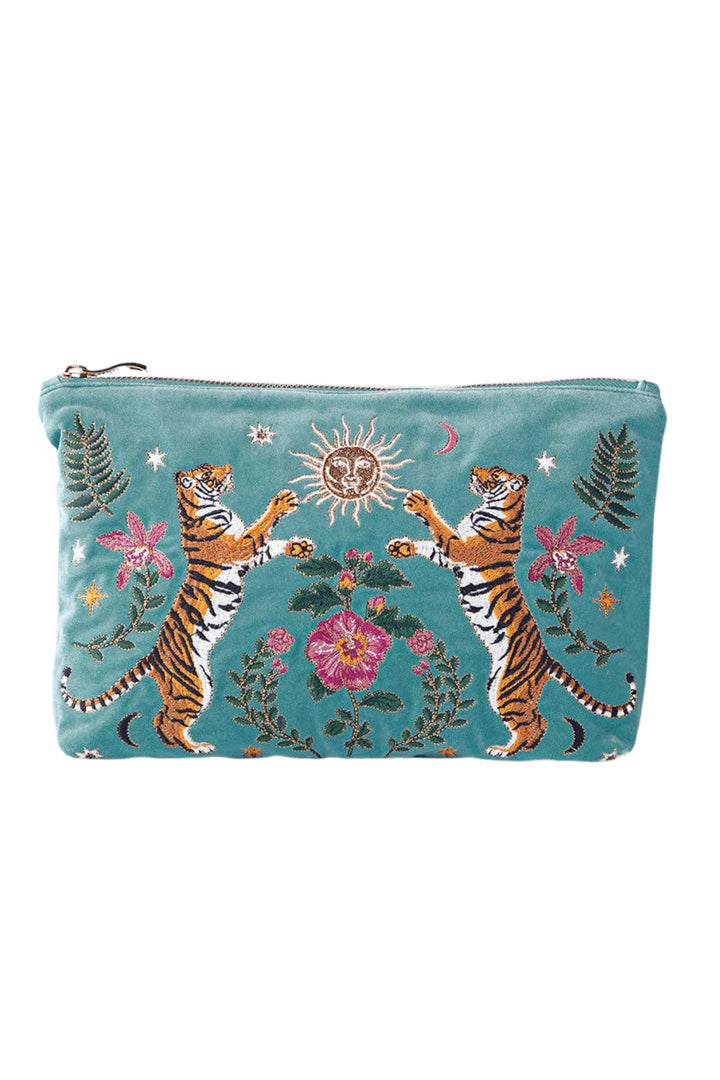 Elizabeth Scarlett Dusky Teal Celestial Tigers Everyday Pouch