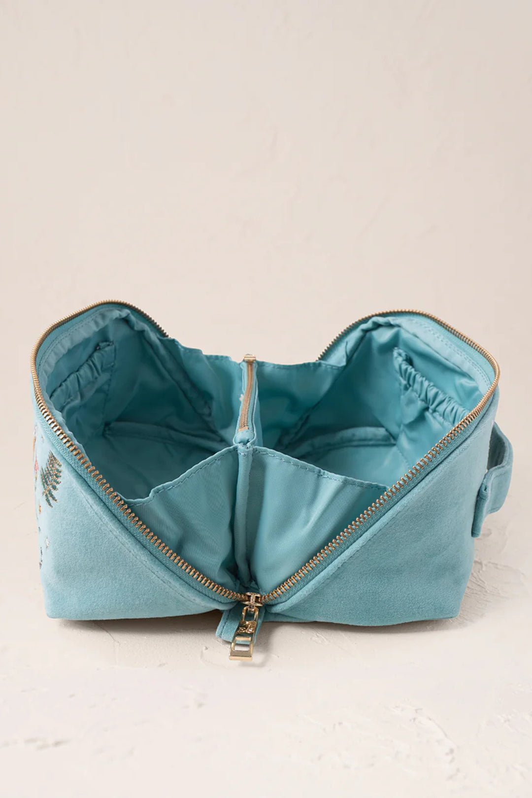 Elizabeth Scarlett Dusky Teal Celestial Tigers Fold Flat Makeup Bag