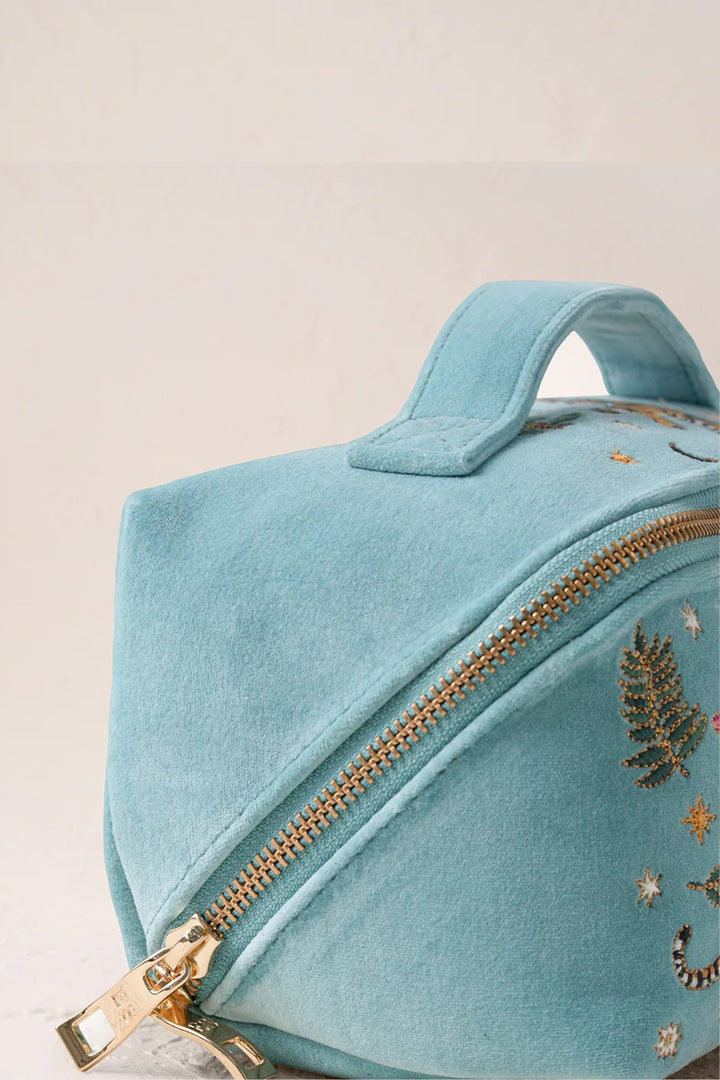 Elizabeth Scarlett Dusky Teal Celestial Tigers Fold Flat Makeup Bag