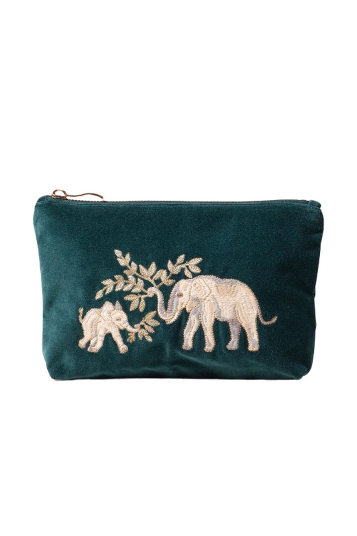 Elizabeth Scarlett Emerald Elephants Conservation Collection Mini Velvet Pouch