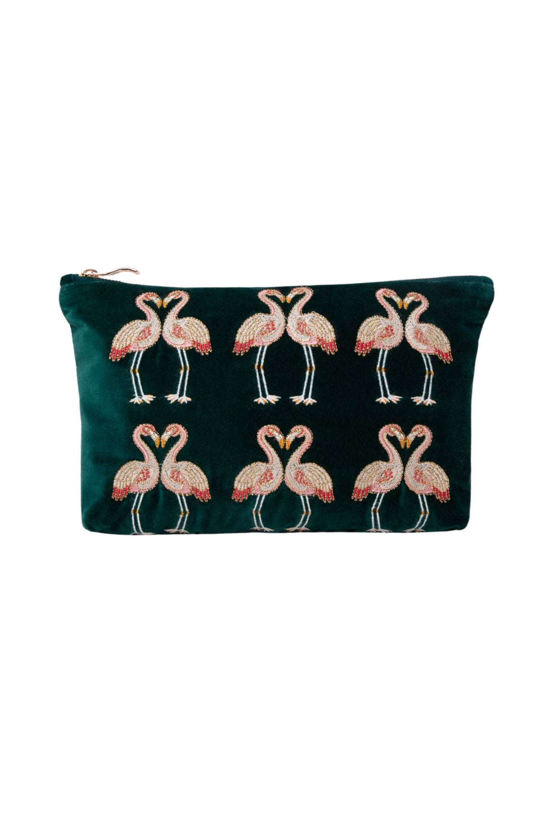 Elizabeth Scarlett Emerald Flamingo Everyday Velvet Pouch