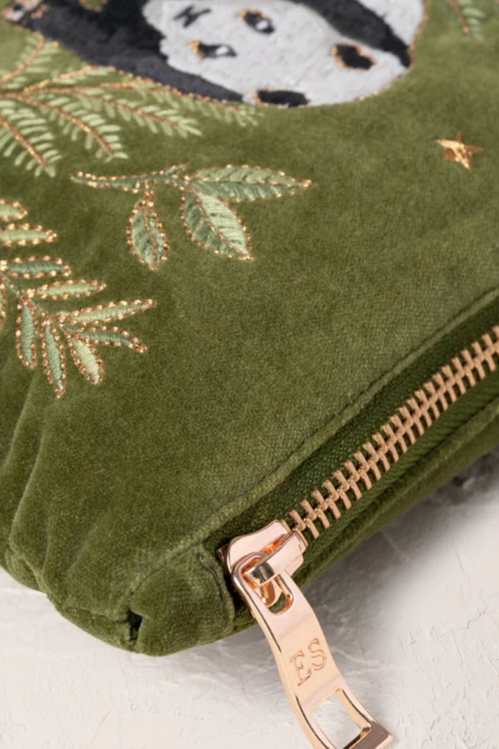 Elizabeth Scarlett Fern Green Pandas Everyday Velvet Pouch