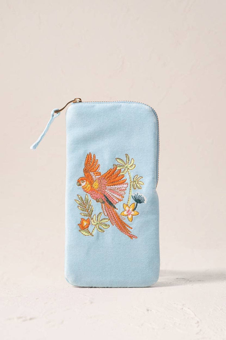 Elizabeth Scarlett Flying Parrots Velvet Glasses Case