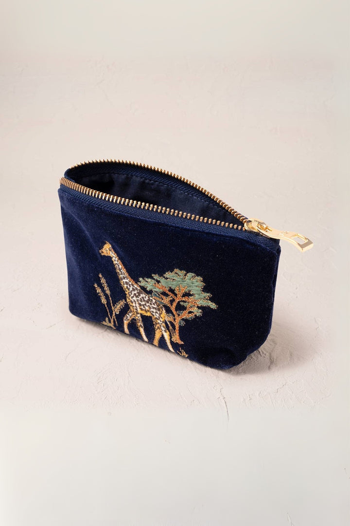Elizabeth Scarlett Giraffe Herd Navy Velvet Coin Purse