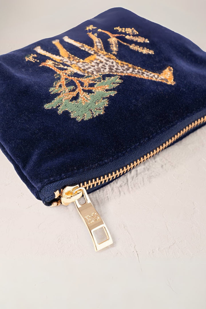 Elizabeth Scarlett Giraffe Herd Navy Velvet Coin Purse