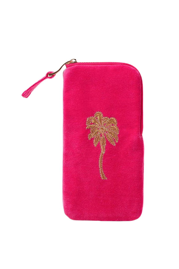 Elizabeth Scarlett Hot Pink Gold Palm Pink Glasses Case