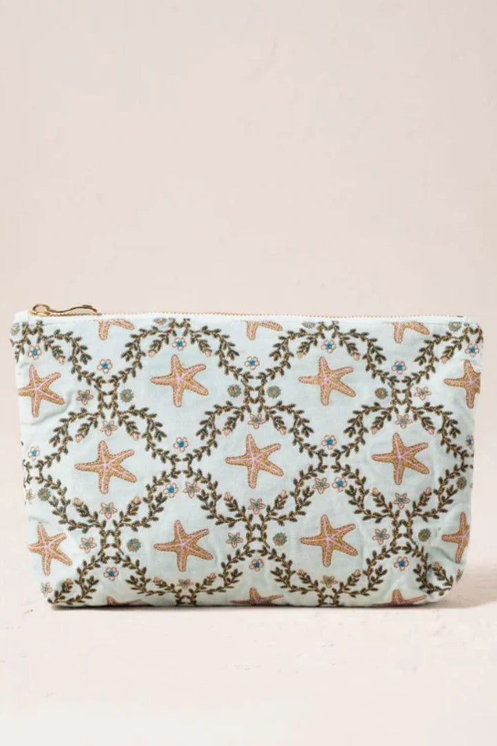 Elizabeth Scarlett Ice Blue Starfish Everyday Velvet Pouch