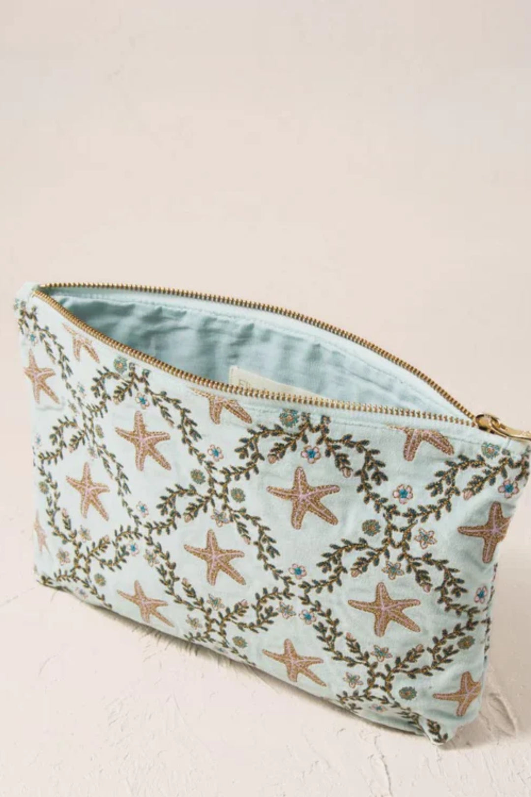 Elizabeth Scarlett Ice Blue Starfish Everyday Velvet Pouch