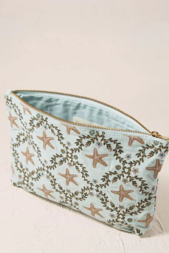 Elizabeth Scarlett Ice Blue Starfish Everyday Velvet Pouch