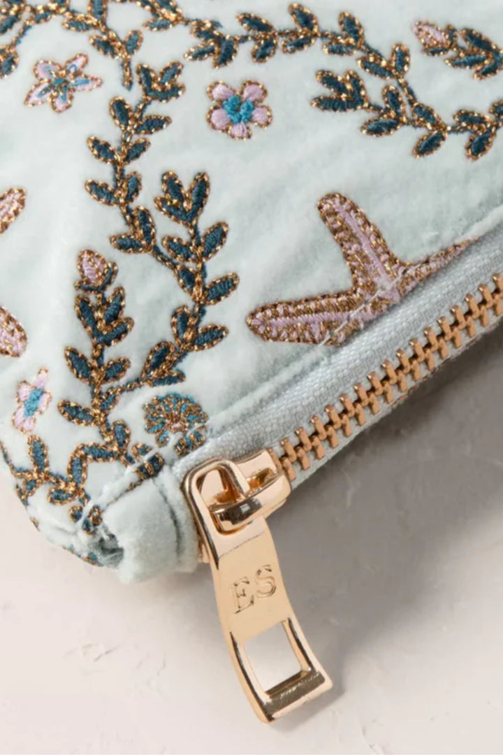 Elizabeth Scarlett Ice Blue Starfish Everyday Velvet Pouch