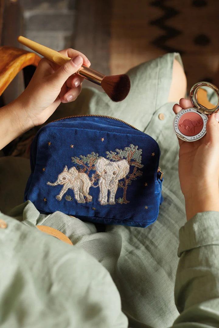 Elizabeth Scarlett Ink Blue Elephant Conservation Makeup Bag