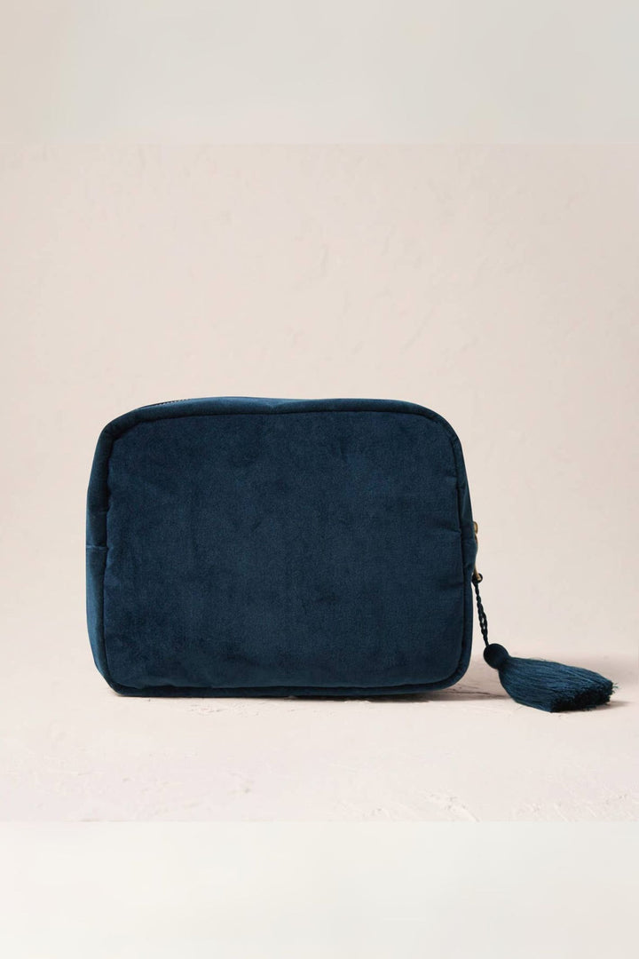 Elizabeth Scarlett Ink Blue Love Velvet Wash Bag