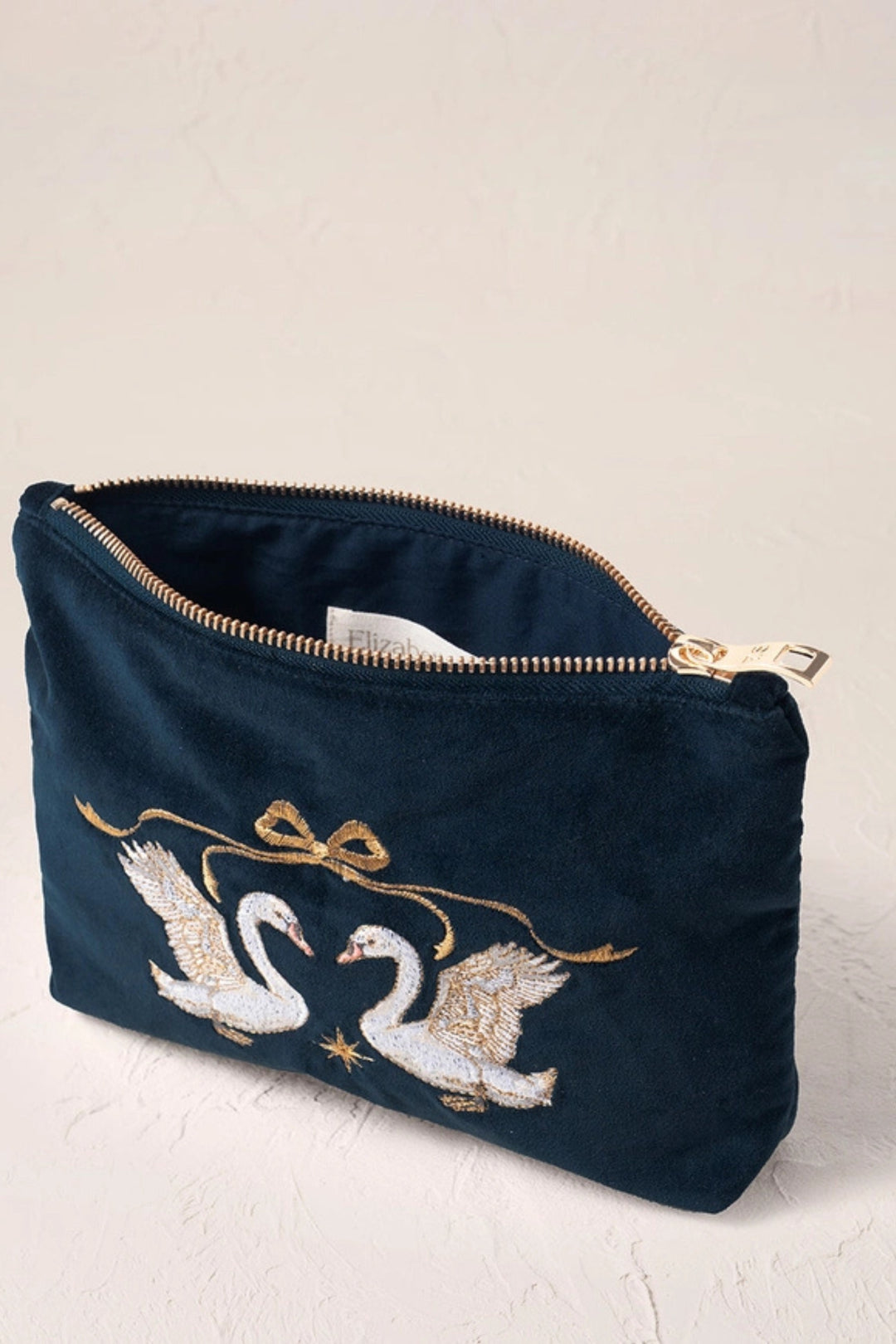 Elizabeth Scarlett Ink Blue Majestic Swans Mini Pouch