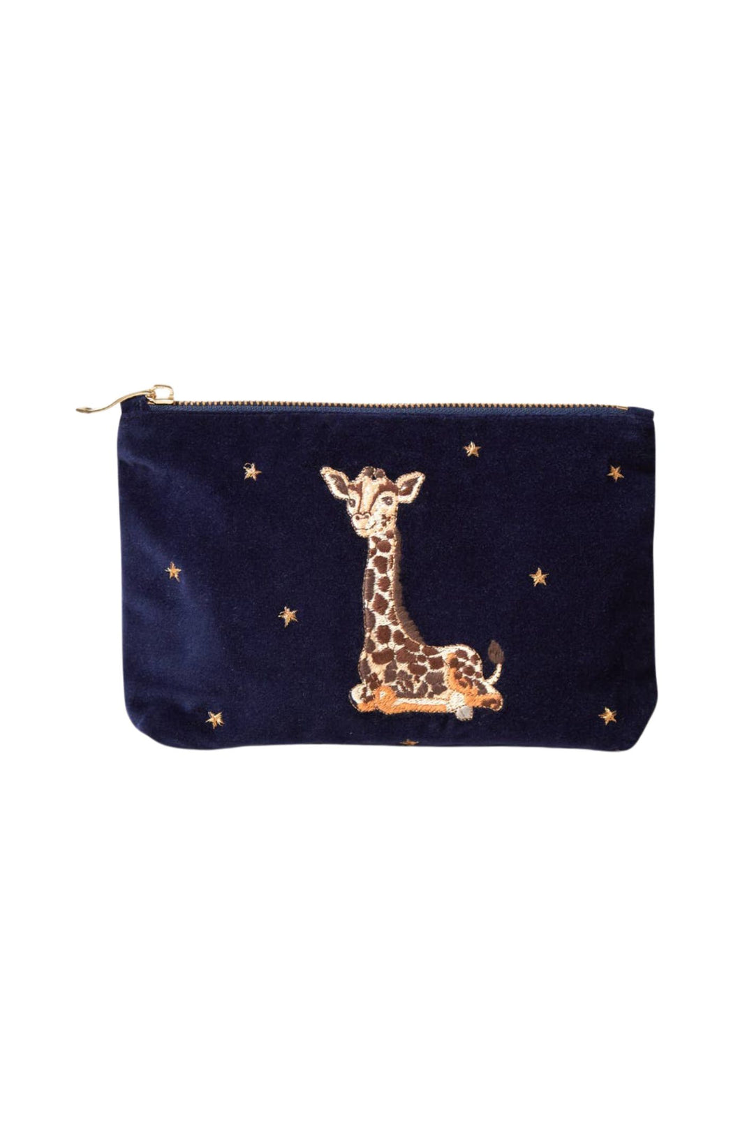 Elizabeth Scarlett Navy Baby Giraffe Mini Velvet Pouch