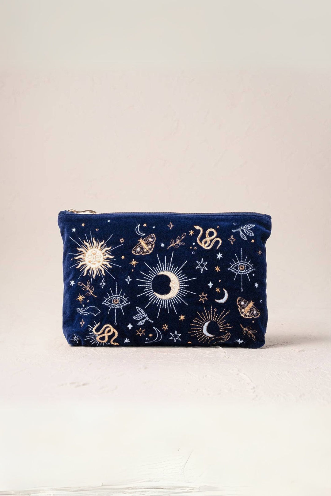 Elizabeth Scarlett Navy Boho Mysticism Everyday Velvet Pouch