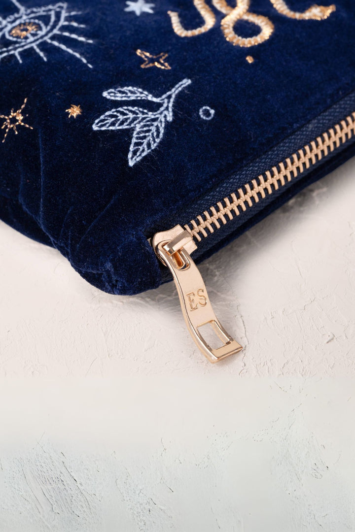 Elizabeth Scarlett Navy Boho Mysticism Everyday Velvet Pouch