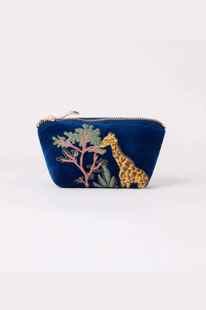 Elizabeth Scarlett Navy Giraffe Velvet Coin Purse