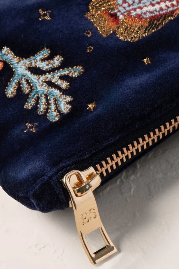 Elizabeth Scarlett Navy Marine Paradise Everyday Velvet Pouch