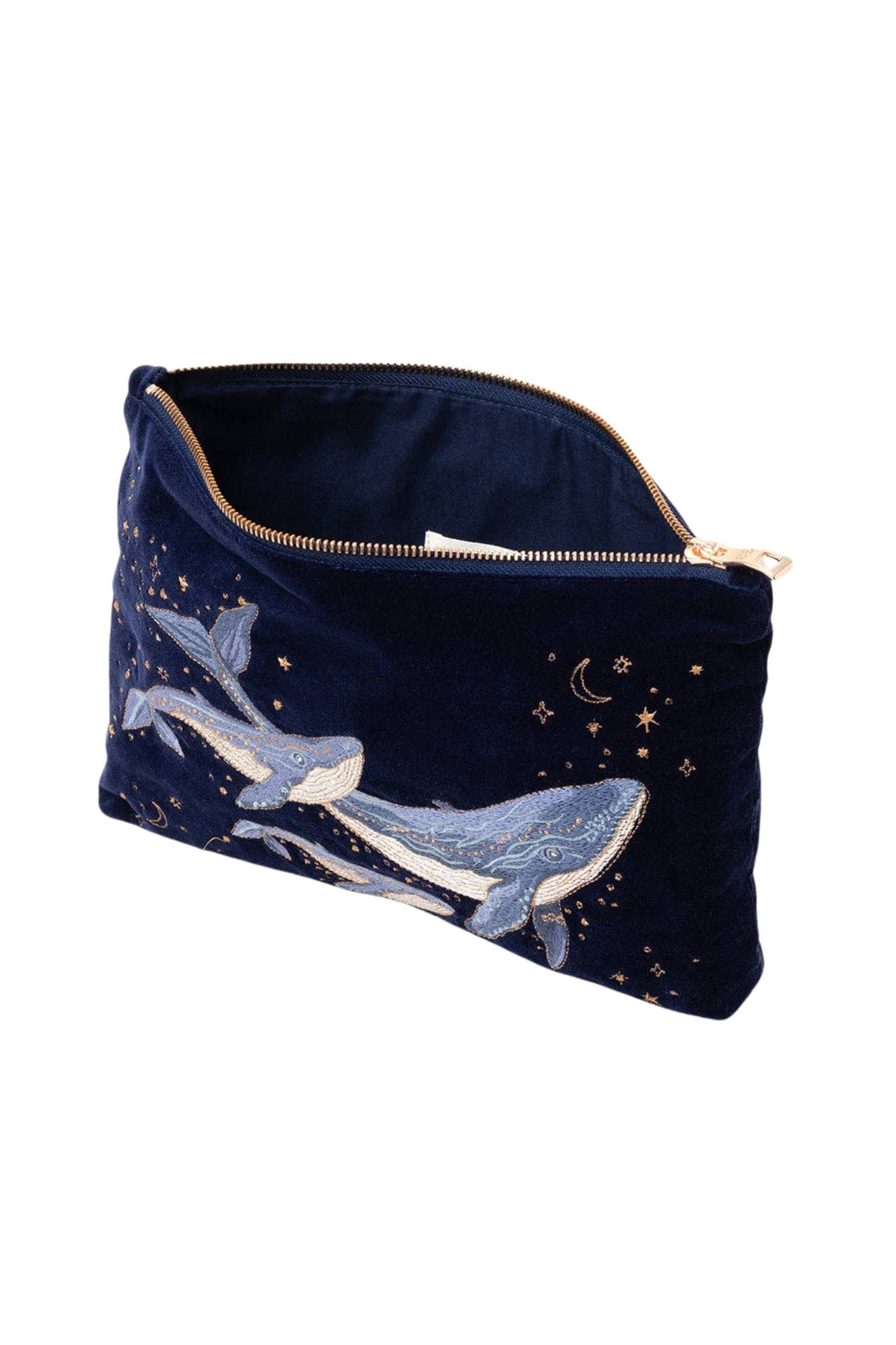 Elizabeth Scarlett Navy Mystical Whale Everyday Velvet Pouch
