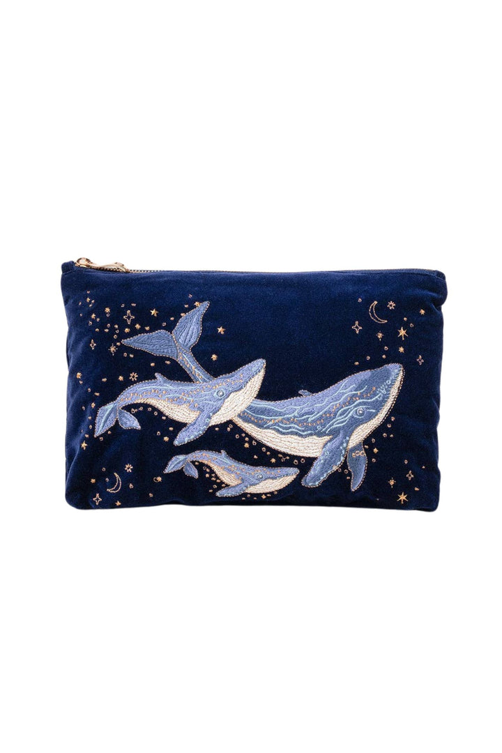 Elizabeth Scarlett Navy Mystical Whale Everyday Velvet Pouch