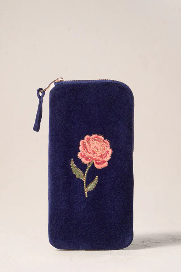 Elizabeth Scarlett Navy Roses Glasses Case