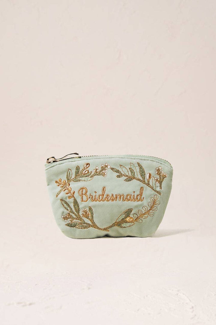 Elizabeth Scarlett Olive Branch Bridesmaid Sage Velvet Coin Purse