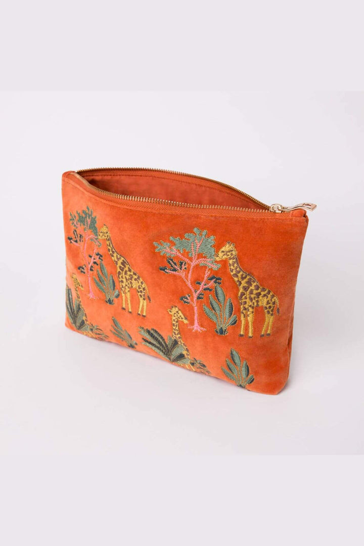 Elizabeth Scarlett Orange Giraffe Everyday Velvet Pouch