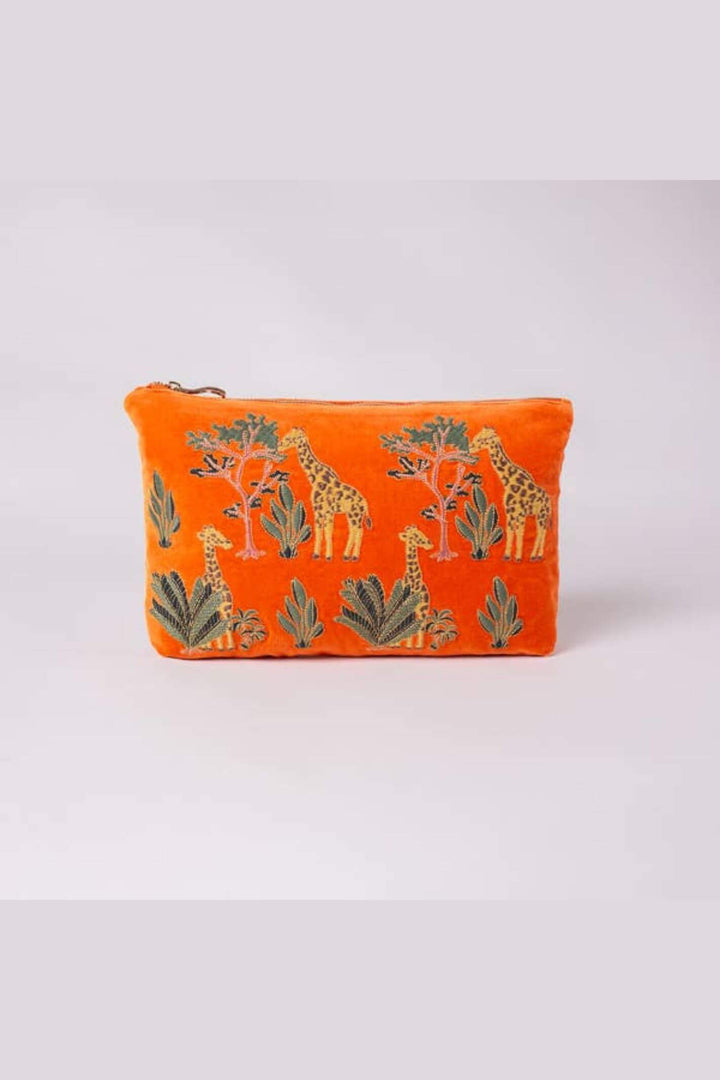 Elizabeth Scarlett Orange Giraffe Everyday Velvet Pouch