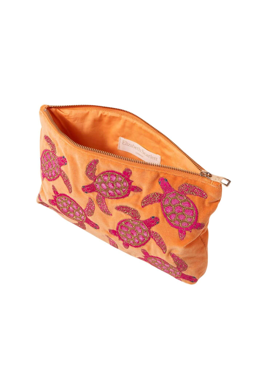 Elizabeth Scarlett Orange Turtle Conservation Everyday Velvet Pouch