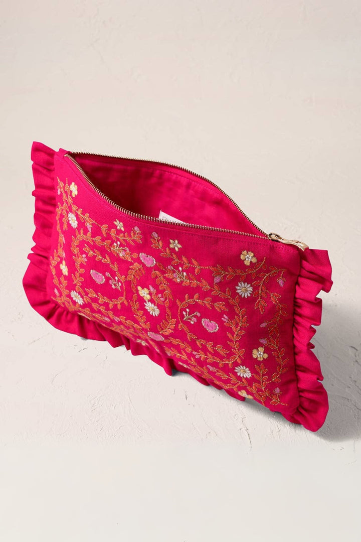 Elizabeth Scarlett Pink Mediterranean Garden Frill Everyday Pouch