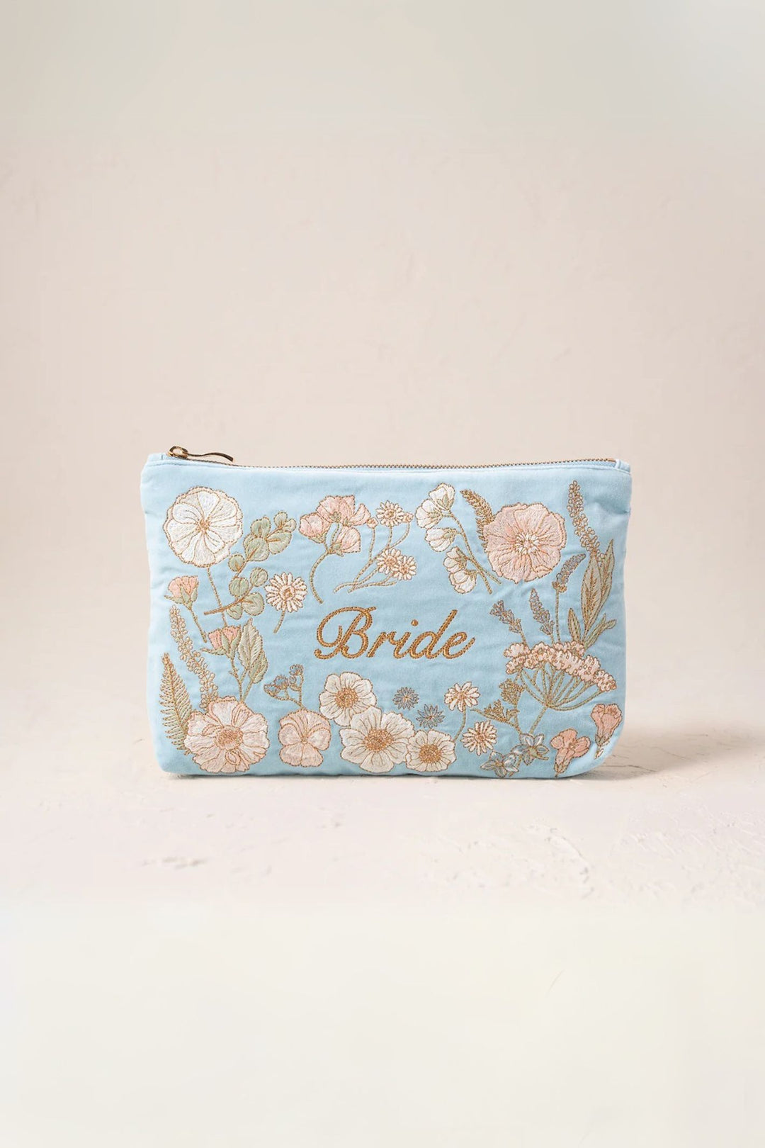 Elizabeth Scarlett Pressed Flowers Bride Dusky Blue Everyday Pouch