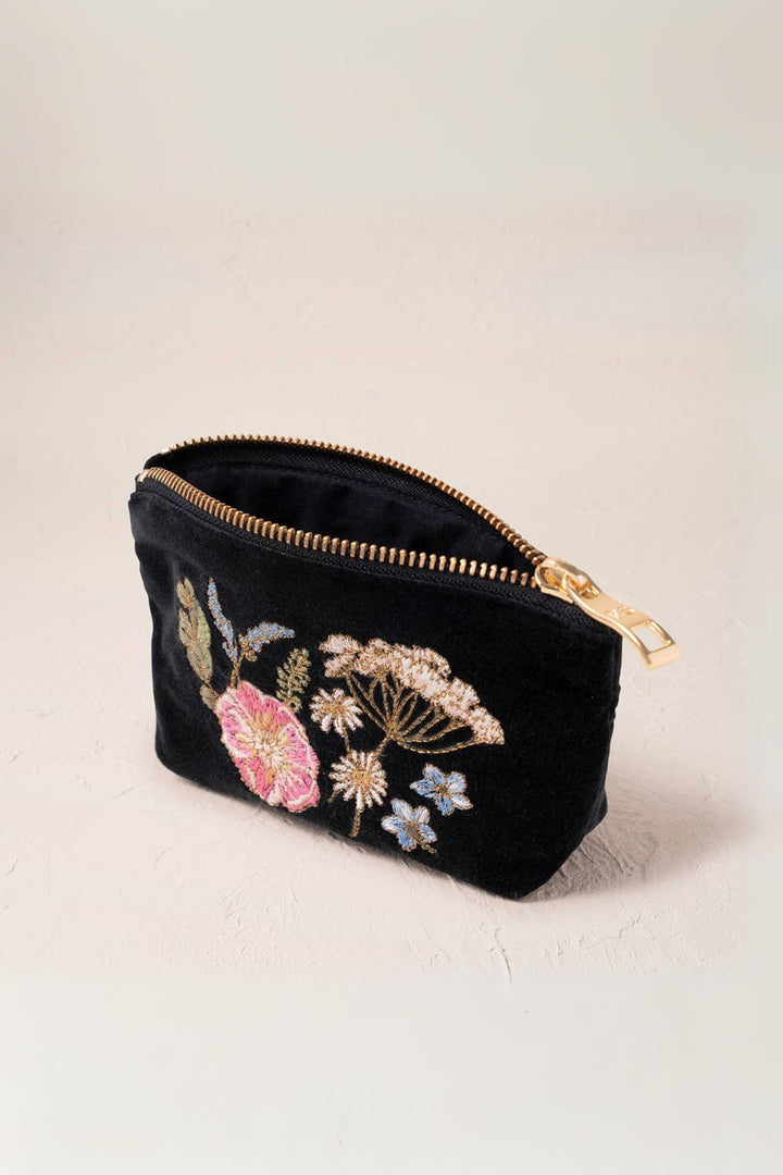 Elizabeth Scarlett Charcoal Pressed Flowers Coin Purse