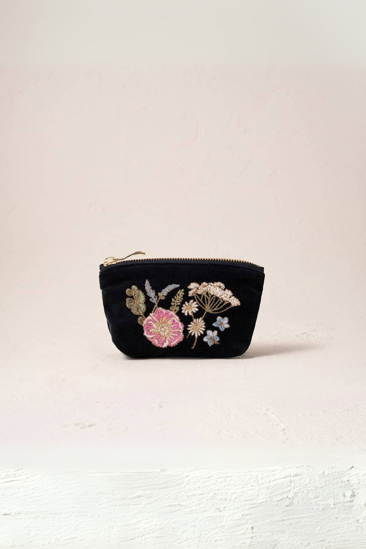 Elizabeth Scarlett Charcoal Pressed Flowers Coin Purse