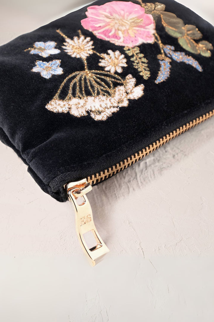 Elizabeth Scarlett Charcoal Pressed Flowers Coin Purse