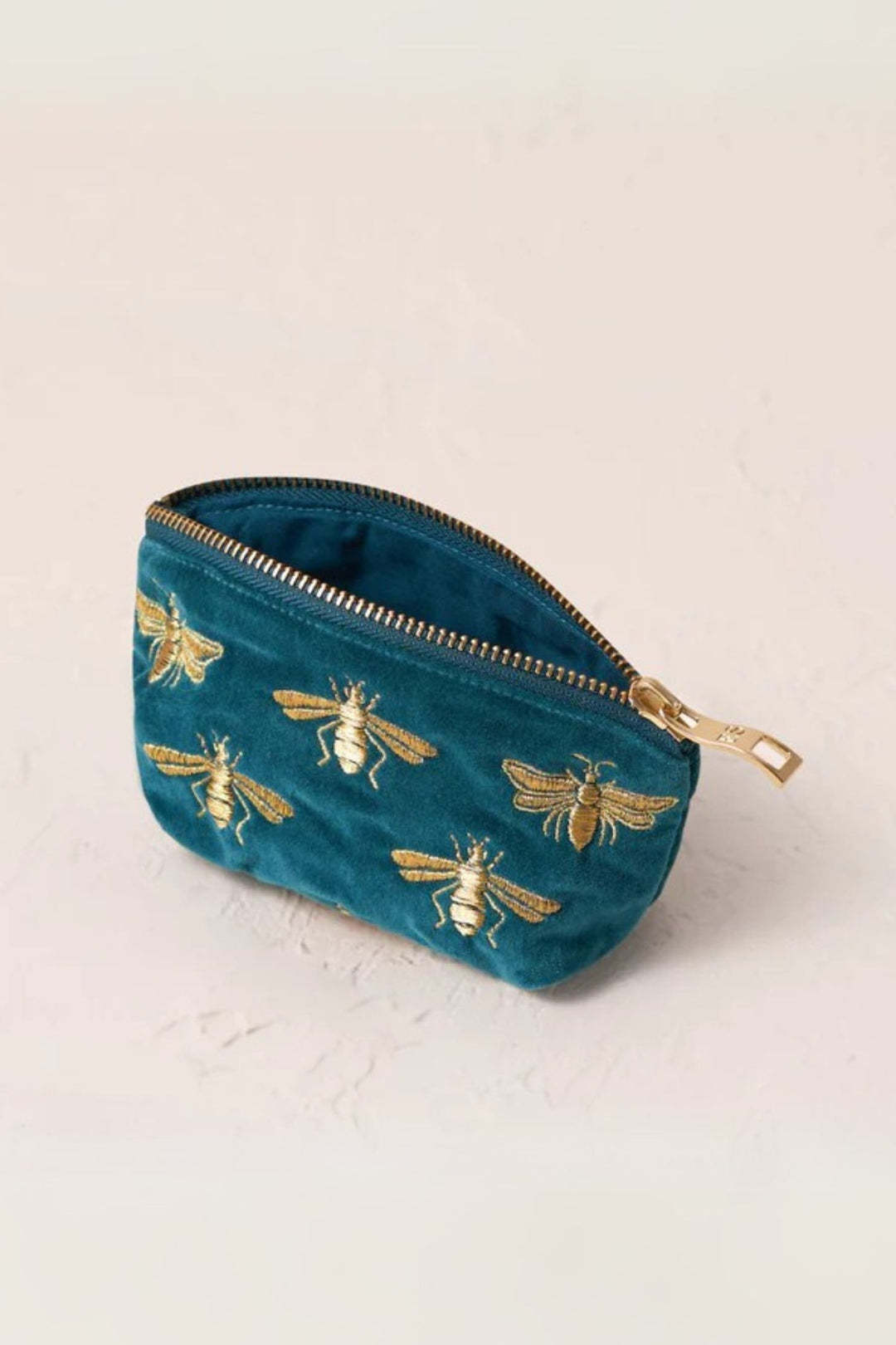 Elizabeth Scarlett Rich Blue Honey Bee Velvet Coin Purse
