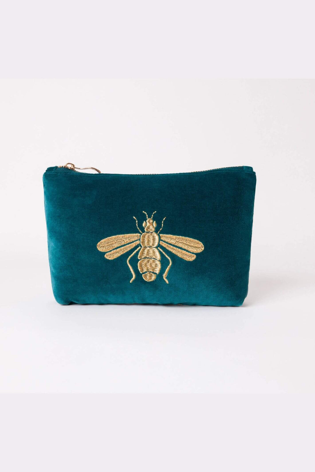 Elizabeth Scarlett Rich Blue Honey Bee Mini Velvet Pouch