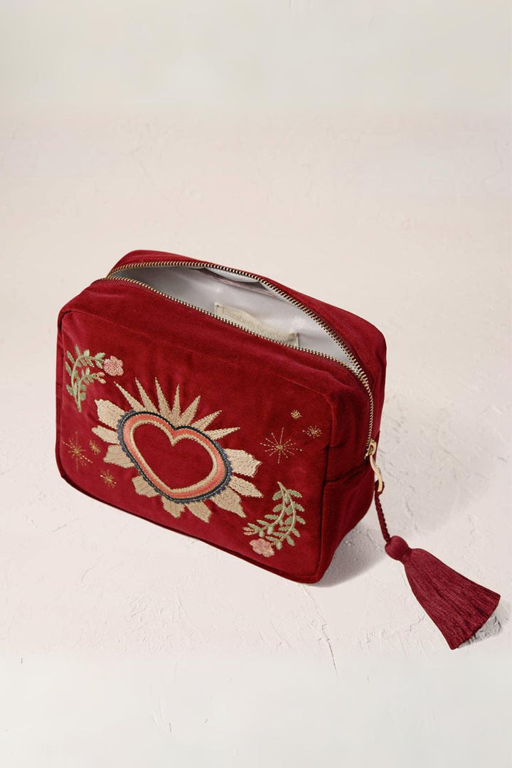 Elizabeth Scarlett Rouge Sacred Heart Velvet Wash Bag