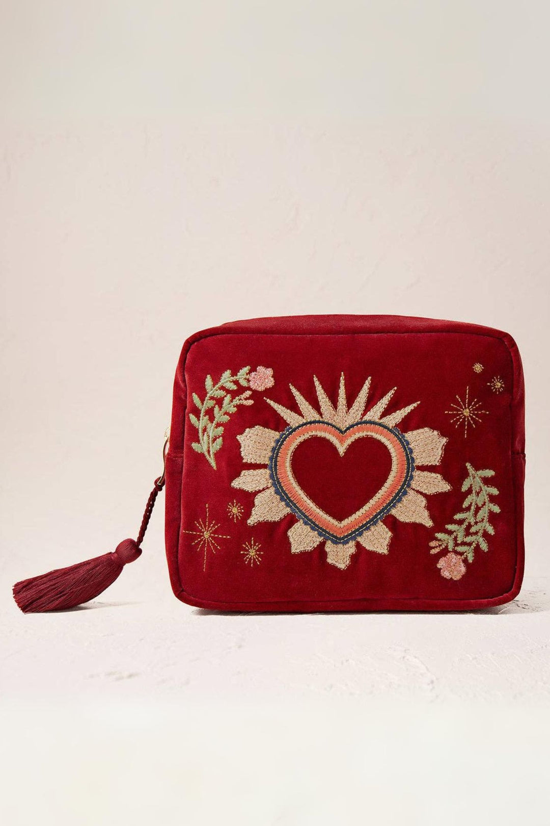 Elizabeth Scarlett Rouge Sacred Heart Velvet Wash Bag