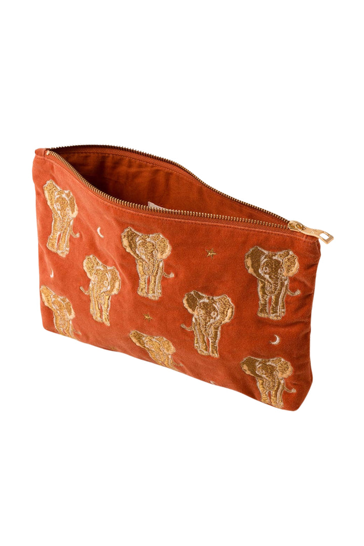Elizabeth Scarlett Rust Golden Elephants Everyday Pouch