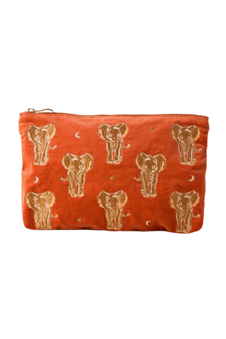 Elizabeth Scarlett Rust Golden Elephants Everyday Pouch