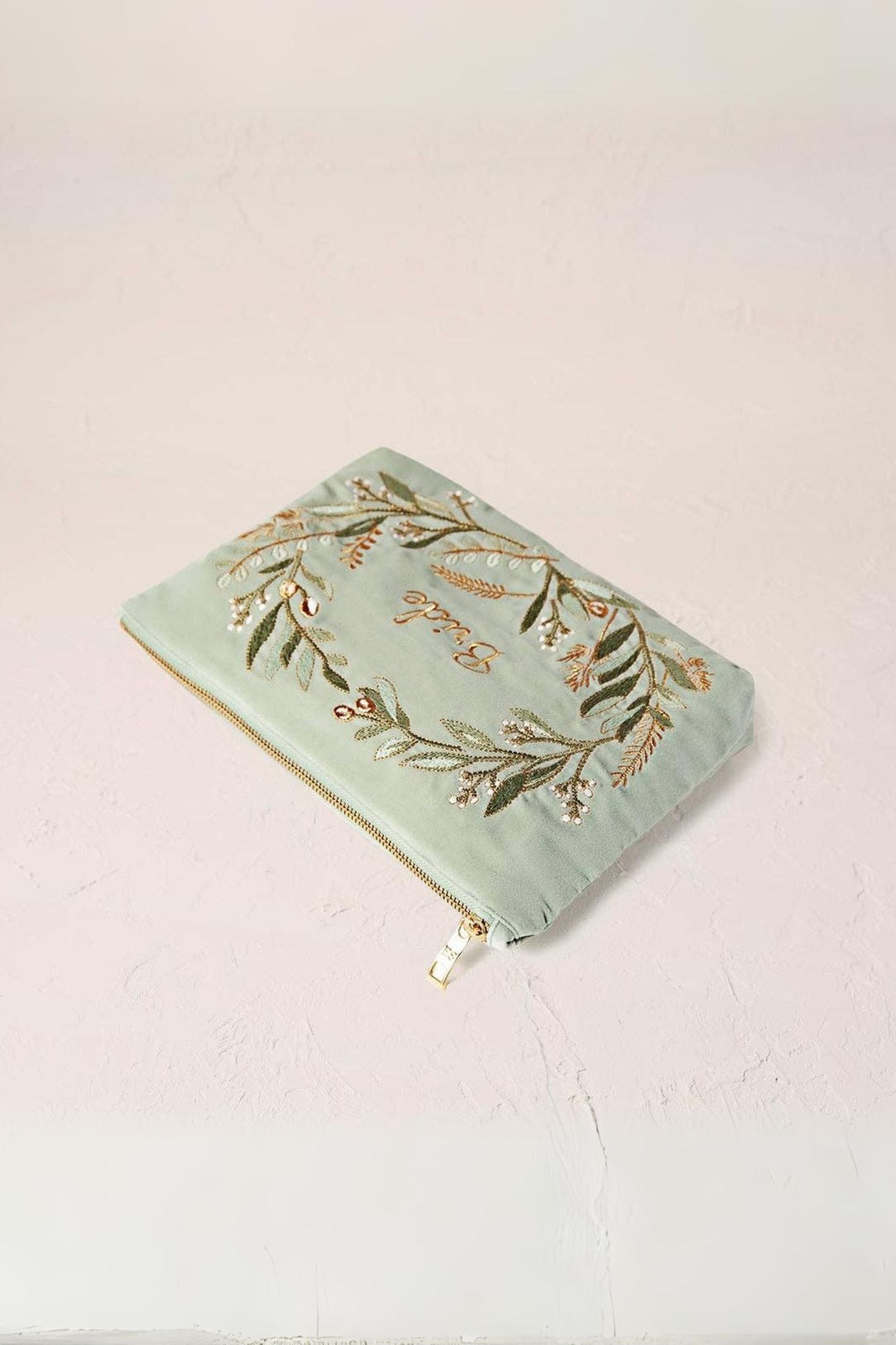 Elizabeth Scarlett Sage Olive Branch Bride Everyday Pouch