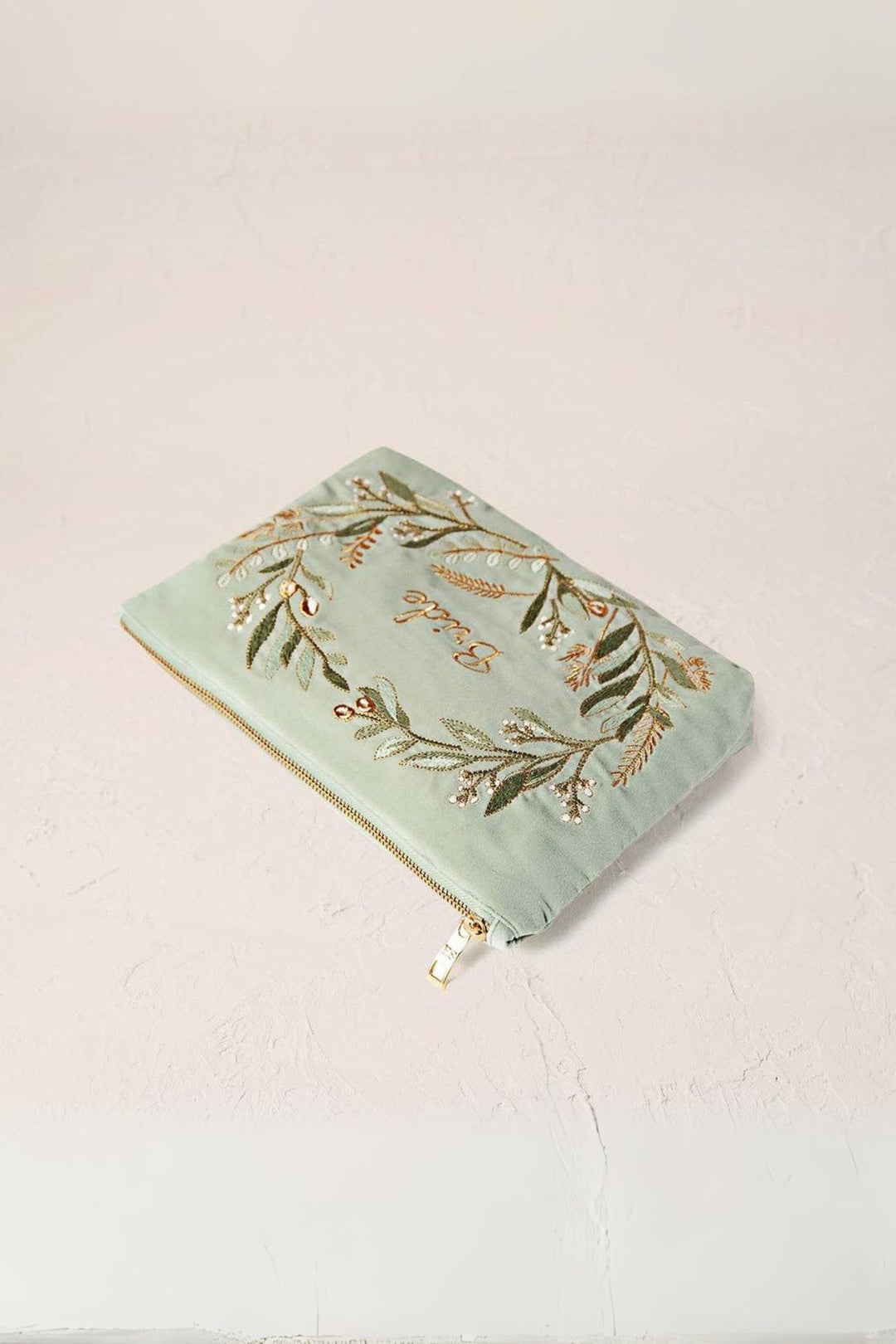Elizabeth Scarlett Sage Olive Branch Bride Everyday Pouch