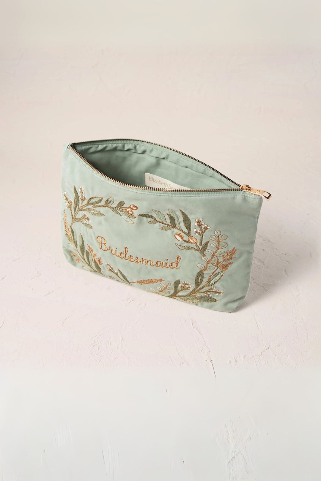 Elizabeth Scarlett Sage Olive Bridesmaid Velvet Everyday Pouch