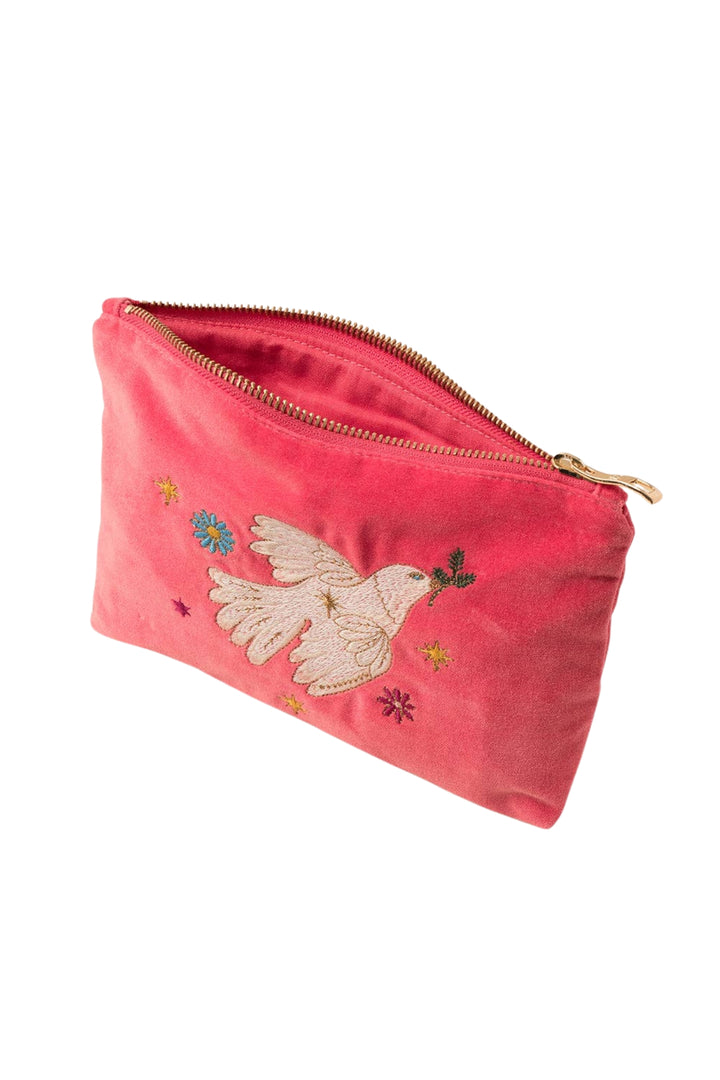 Elizabeth Scarlett Spiced Coral Doves of Peace Mini Pouch