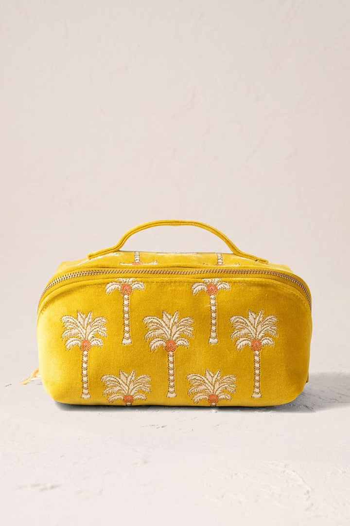 Elizabeth Scarlett Sunrise Palms Open Flat Velvet Makeup Bag
