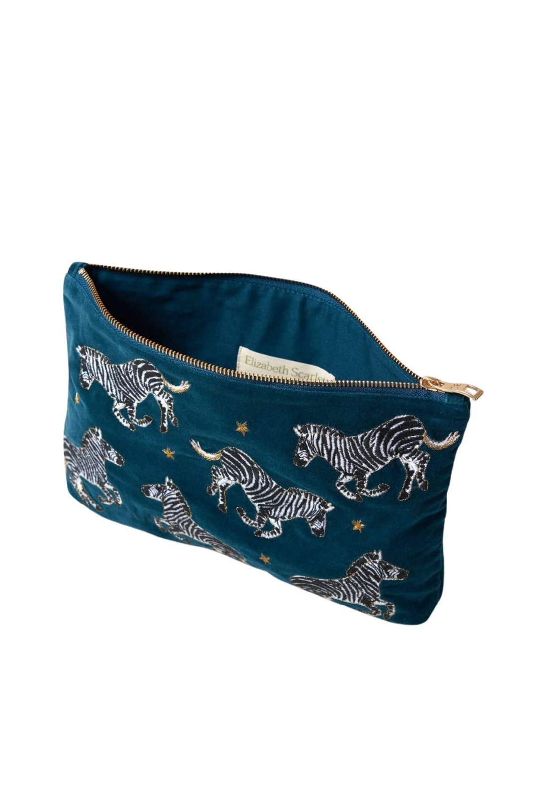 Elizabeth Scarlett Teal Zebra Everyday Velvet Pouch